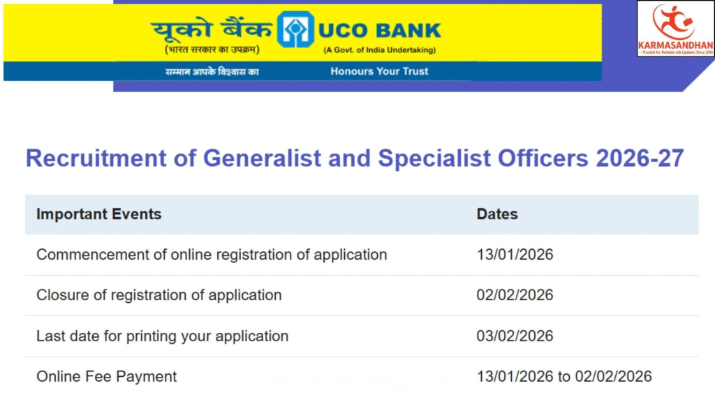 173 Posts - UCO Bank Generalist and Specialist Recruitment 2026(All India Can Apply) – Last Date 02 February Govt Exam Update 1 UCO Bank Generalist and Specialist Recruitment 2026